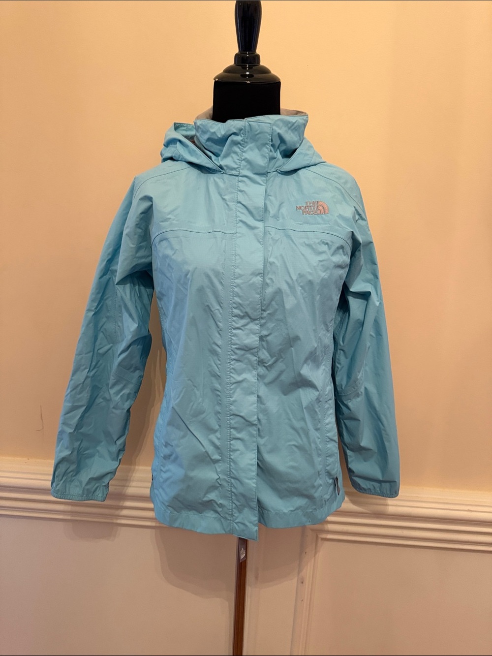 The North Face Sky Blue Hooded Rain Jacket‎ Size Large 14/16